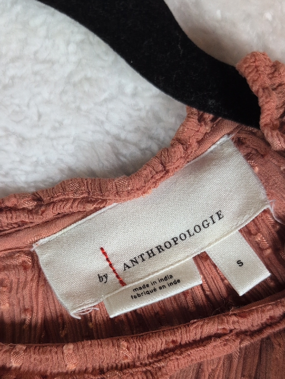Anthropologie Rust Ruffle Long-Sleeve Crinkle Dress - Picture 3 of 8